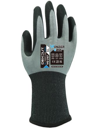 Wonder Grip WG-2187 DEXCUT Black, Grey HPPE, Nylon, Polyester, Spandex Cut Resistant, General Purpose, Heat Resistant [WG21870712]; 240-344