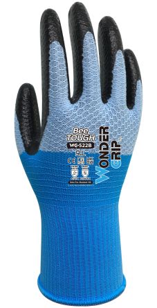 Wonder Grip WG-522B BEE-TOUGH Black, Blue Polyester Heat Resistant Gloves, Size 7, S, Nitrile Coating [WG522B0712]; 240-399