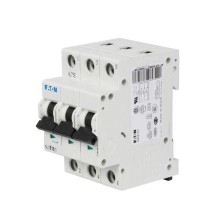 Eaton xEffect FAZ MCB, 3P, 5A Curve D, 415V AC, 60V DC, 15 kA Breaking Capacity [102303 FAZ-D5/3-RT]; 240-484
