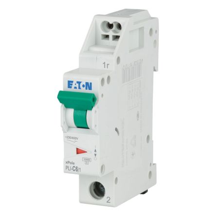 Eaton MCB, 1P, 6A Curve C, 230V AC, 10 kA Breaking Capacity [101254 PLI-C6/1]; 240-530