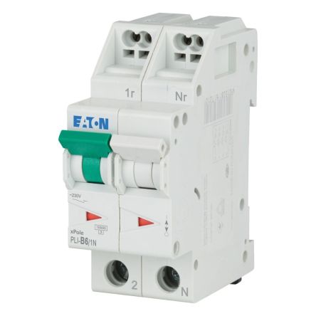 Eaton MCB, 1P, 6A Curve B, 230V AC, 10 kA Breaking Capacity [101268 PLI-B6/1N]; 240-534