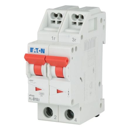 Eaton MCB, 2P, 10A Curve B, 400V AC, 10 kA Breaking Capacity [101291 PLI-B10/2]; 240-541