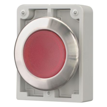 Eaton Series M22 Series Illuminated Push Button Light Switch, Maintained, Flush Mount, 22.5mm Cutout, IP66, IP67, IP69 [188066 M30I-FDRL-R]; 240-852