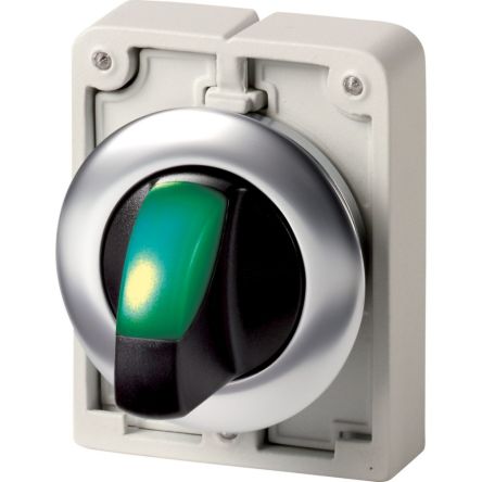 Eaton Series M30 Series 2 Position Selector Switch Head, 30mm Cutout, Green Handle [188078 M30I-FWRLK-G]; 240-856