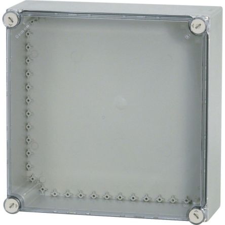 Eaton xEnergy Safety Series Light Grey Plastic General Purpose Enclosure, IP65, IK10, Transparent Lid, 375 x 375 x 150mm [031765 CI44X-125]; 241-048
