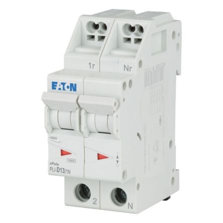 Eaton MCB, 1P, 13A Curve D, 230V AC, 10 kA Breaking Capacity [101285 PLI-D13/1N]; 241-164
