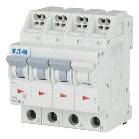 Eaton MCB, 3P, 16A Curve C, 400V AC, 10 kA Breaking Capacity [101342 PLI-C16/3N]; 241-182