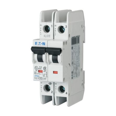 Eaton xEffect FAZ MCB, 2P, 6A Curve C, 415V AC, 60V DC, 15 kA Breaking Capacity [102204 FAZ-C6/2-RT]; 241-198