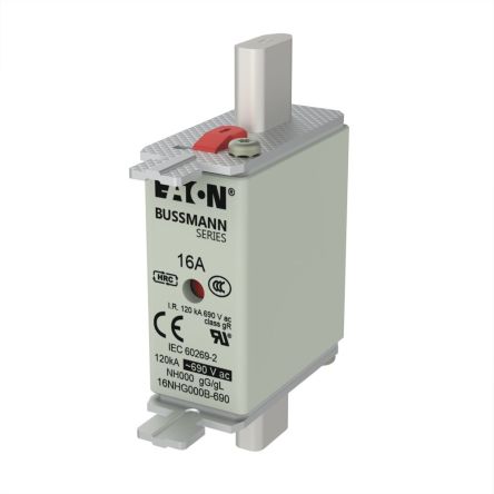 Eaton 16A Tag Fuse, 51 x 79mm, 690V [16NHG000B-690 NH FUSE 16A 690V SIZE 000 GG MGL]; 241-363