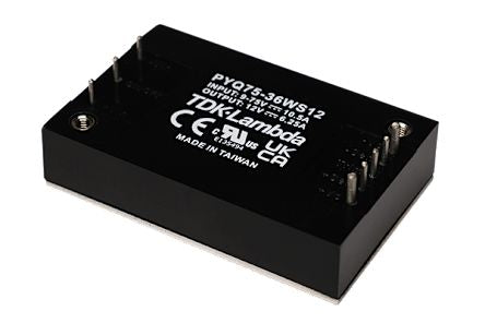 TDK-Lambda PYQ75 DC-DC Converter, 24V dc/ 3.12A Output, 9 → 75 V dc Input, 75W, PCB Mount, +100°C Max Temp -40°C [PYQ75-36WS24]; 242-669