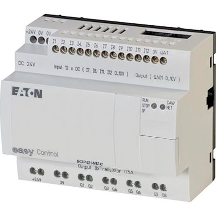 Eaton EC4P Series PLC CPU for Use with Machines, 24 V Supply, Digital Output, 4-Input, Analog/Digital Input [106396 EC4P-221-MTAX1]; 243-612