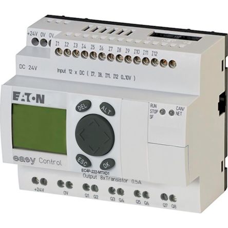 Eaton EC4P Series PLC CPU for Use with Machines, 24 V Supply, Digital Output, 4-Input, Analog/Digital Input [106399 EC4P-222-MTXD1]; 243-613