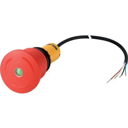 Eaton C22 Series Pull to Release Emergency Stop Push Button, Cable Mount, 45mm Cutout, 1NC, 1NO, IP67, IP69K [185168 C22-PVT45P-MPI-K11-P65]; 244-536