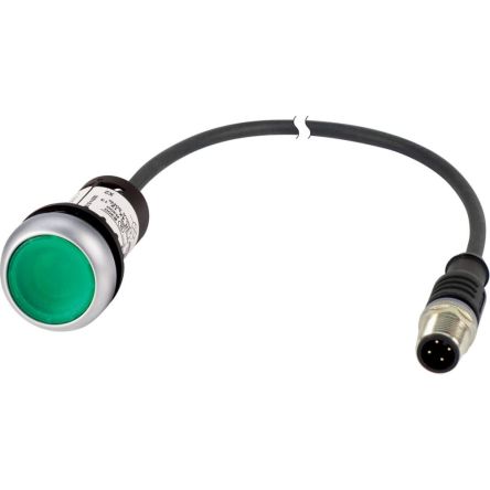 Eaton Series C22 Series Illuminated Illuminated Push Button Switch, Momentary, Threaded, 22.5mm Cutout, 1NO, Green LED, [185554 C22-DL-G-K10-24-P1]; 244-546