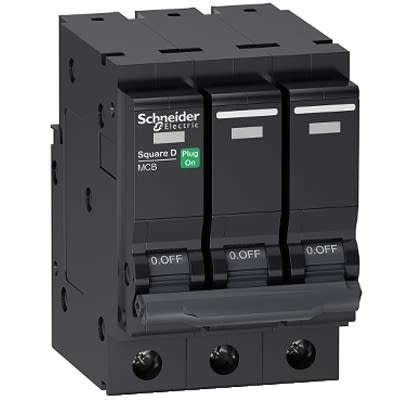 Schneider Electric Square D QO363V MCB, 3P, 63A, 415V AC, 10000 A Breaking Capacity [QO363VSC10]; 244-930
