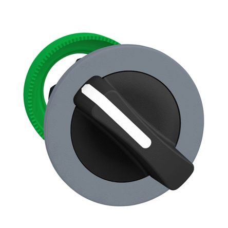 Schneider Electric Harmony Series 2 Position Selector Switch Head, 30mm Cutout, Black, White Handle [ZB5FD2C0]; 245-102