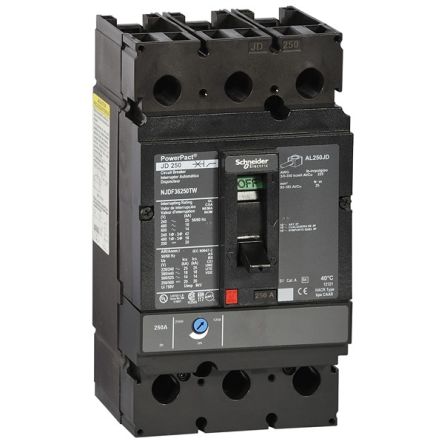 Schneider Electric, ComPacT New Generation MCCB 3P 250A, Breaking Capacity 65 kA, DIN Rail Mount [NJGF36250TW]; 245-119
