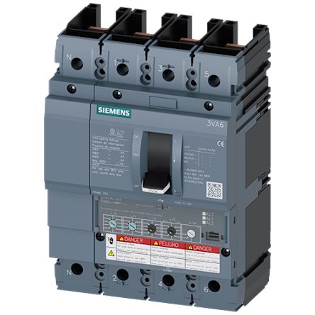 Siemens, Sentron MCCB Molded Case Circuit Breaker 4P 250A, Breaking Capacity 3 kA [3VA6225-5HM41-2AA0]; 245-438