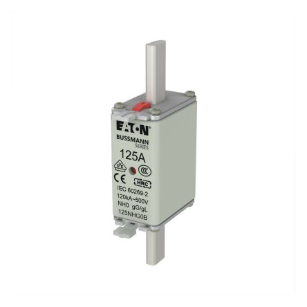 Eaton 125A NH Fuse, 58 x 30 x 125mm, 500V ac [125NHG0B NH FUSE 125A 500V GG/GL SIZE 0]; 246-291