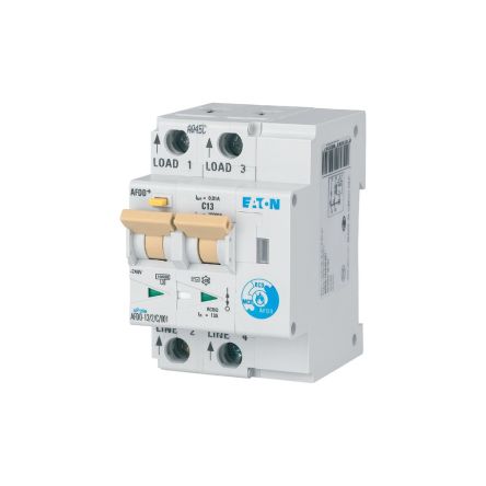 Eaton AFDD, 13A Current Rating, 2P Poles, 10mA Trip Sensitivity, Type C, Eaton Moeller Range [187183 AFDD-13/2/C/001-A]; 246-605