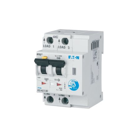 Eaton AFDD, 40A Current Rating, 2P Poles, 30mA Trip Sensitivity, Type B, Eaton Moeller Range [187237 AFDD-40/2/B/003-A]; 246-609