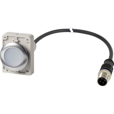 Eaton Series C30 Series Illuminated Illuminated Push Button Switch, Maintained, Threaded, 22.5mm Cutout, 1NO, White [186007 C30C-FDRL-W-K10-24-P5]; 246-655