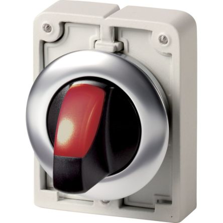 Eaton Toggle Selector Switch - 30mm Cutout Diameter, Illuminated 3 Positions [188074 M30I-FWRLK3-R]; 246-800