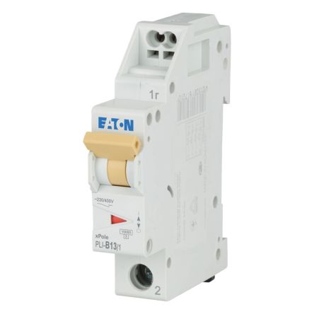 Eaton MCB, 1P, 13A Curve B, 230V AC, 10 kA Breaking Capacity [101250 PLI-B13/1]; 247-097