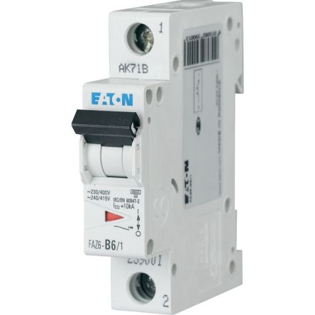 Eaton xEffect FAZ6 MCB, 1P, 6A Curve B, 230V AC, 60V DC, 10 kA Breaking Capacity [150690 FAZ6-B6/1-SA]; 247-539