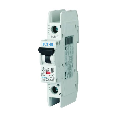 Eaton xEffect FAZ MCB, 1P, 2A Curve B, 240V AC, 60V DC, 15 kA Breaking Capacity [132733 FAZ-B2/1-RT]; 247-659