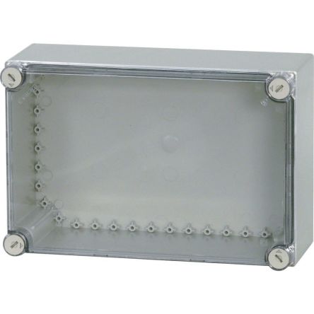 Eaton xEnergy Safety Series Light Grey Plastic General Purpose Enclosure, IP65, IK10, Transparent Lid, 250 x 375 x 225mm [019900 CI43X-125]; 248-193