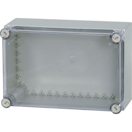 Eaton xEnergy Safety Series Light Grey Plastic General Purpose Enclosure, IP65, IK10, Transparent Lid, 250 x 375 x 175mm [024646 CI43X-150]; 248-266