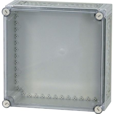 Eaton xEnergy Safety Series Grey Plastic General Purpose Enclosure, IP65, IK10, Flanged, Transparent Lid, 375 x 375 x [033809 CI44E-150]; 248-292