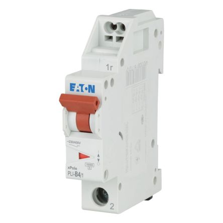 Eaton MCB, 1P, 4A Curve B, 230V AC, 10 kA Breaking Capacity [101246 PLI-B4/1]; 248-576