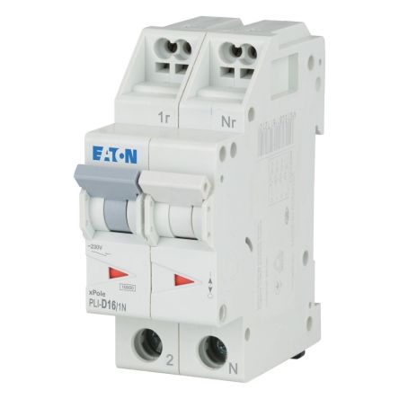 Eaton MCB, 1P, 16A Curve D, 230V AC, 10 kA Breaking Capacity [101286 PLI-D16/1N]; 248-588