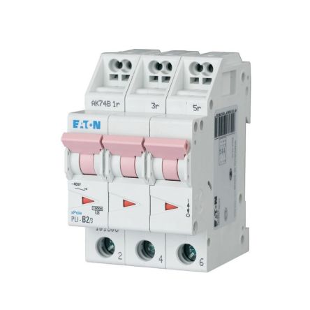 Eaton MCB, 3P, 2A Curve C, 400V AC, 10 kA Breaking Capacity [101315 PLI-C2/3]; 248-598