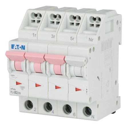 Eaton MCB, 3P, 2A Curve B, 400V AC, 10 kA Breaking Capacity [101329 PLI-B2/3N]; 248-602