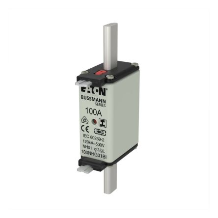 Eaton 100A NH Fuse, 58 x 30 x 135mm, 500V ac [100NHG01BI NH FUSE 100A 500V GL/GG SIZE 01]; 248-667