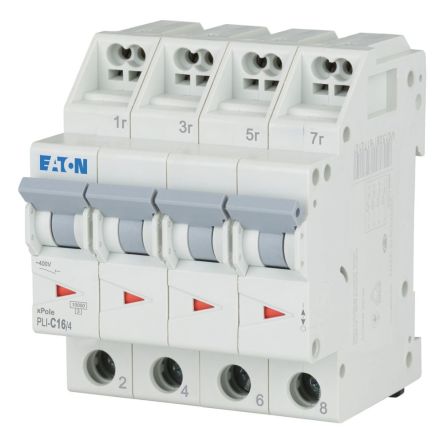 Eaton MCB, 4P, 16A Curve C, 400V AC, 10 kA Breaking Capacity [101363 PLI-C16/4]; 248-678