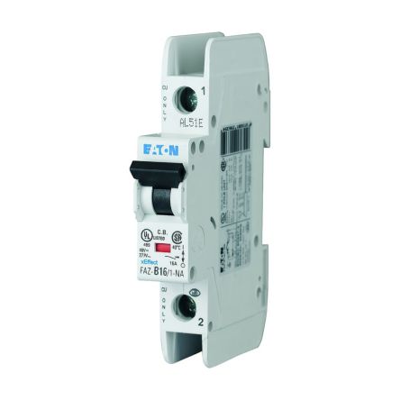 Eaton xEffect FAZ MCB, 1P, 30A Curve D, 240V AC, 60V DC, 15 kA Breaking Capacity [102113 FAZ-D30/1-NA]; 248-698