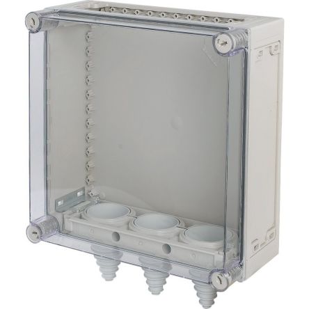 Eaton Eaton xEnergy Series Light Grey Plastic General Purpose Enclosure, IP65, IK10, Transparent Lid, 375x375x175mm [091131 KST44-150]; 248-799