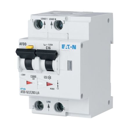 Eaton AFDD, 13A Current Rating, 2P Poles, 30mA Trip Sensitivity, Type B, Eaton Moeller Range [187253 AFDD-13/2/B/003-F]; 248-920