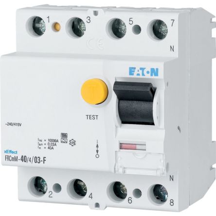 Eaton xEffect RCCB, 63A, 4 Pole, 300mA, Type F, 240V ac [187422 FRCMM-63/4/03-G/F]; 248-943
