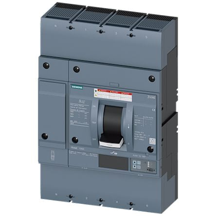 Siemens, Sentron MCCB Molded Case Circuit Breaker 4P 1kA, Breaking Capacity 25 kA, Cable Mount [3VA6610-5KT46-0AA0]; 249-166