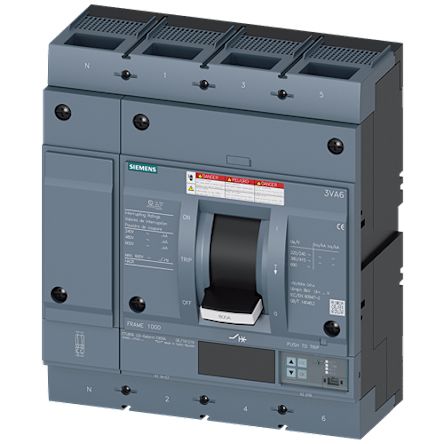 Siemens, SENTRON MCCB Molded Case Circuit Breaker 4P 800A, Breaking Capacity 35 kA, Fixed Mount [3VA6580-5KT42-0AA0]; 249-552
