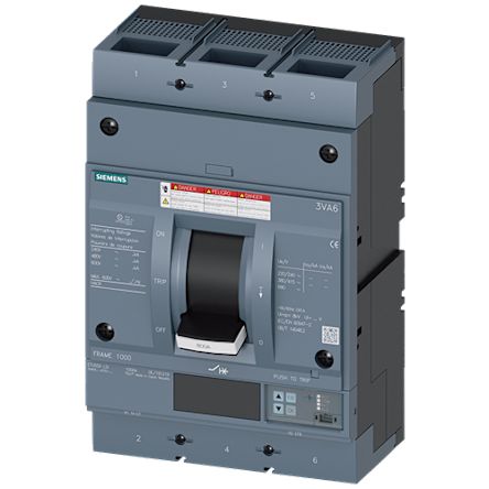 Siemens, SENTRON MCCB Molded Case Circuit Breaker 3P 600A, Breaking Capacity 65 kA, Fixed Mount [3VA6560-6JP32-2AA0]; 249-572