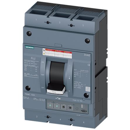 Siemens, SENTRON MCCB Molded Case Circuit Breaker 3P 800A, Breaking Capacity 35 kA, Fixed Mount [3VA6580-5HN32-0AA0]; 249-641