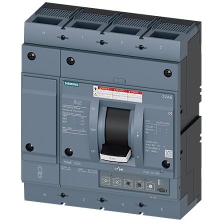 Siemens, SENTRON MCCB Molded Case Circuit Breaker 4P 800A, Breaking Capacity 100 kA, Fixed Mount [3VA6580-7HN42-0AA0]; 249-931