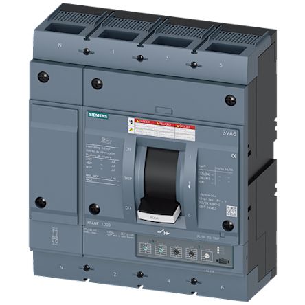 Siemens, SENTRON MCCB Molded Case Circuit Breaker 4P 600A, Breaking Capacity 65 kA, Fixed Mount [3VA6560-6HM42-2AA0]; 250-106