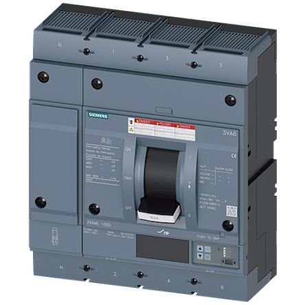 Siemens, SENTRON MCCB Molded Case Circuit Breaker 4P 600A, Breaking Capacity 65 kA, Fixed Mount [3VA6560-6JQ46-2AA0]; 250-116